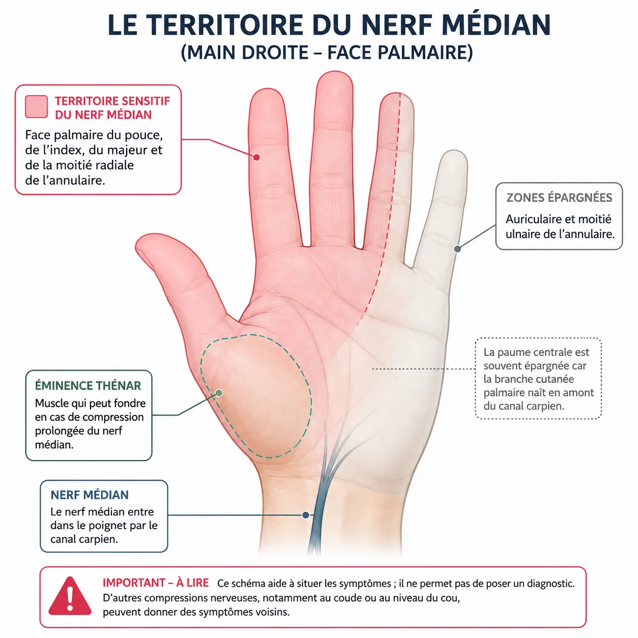 Syndrome du canal carpien — illustration médicale