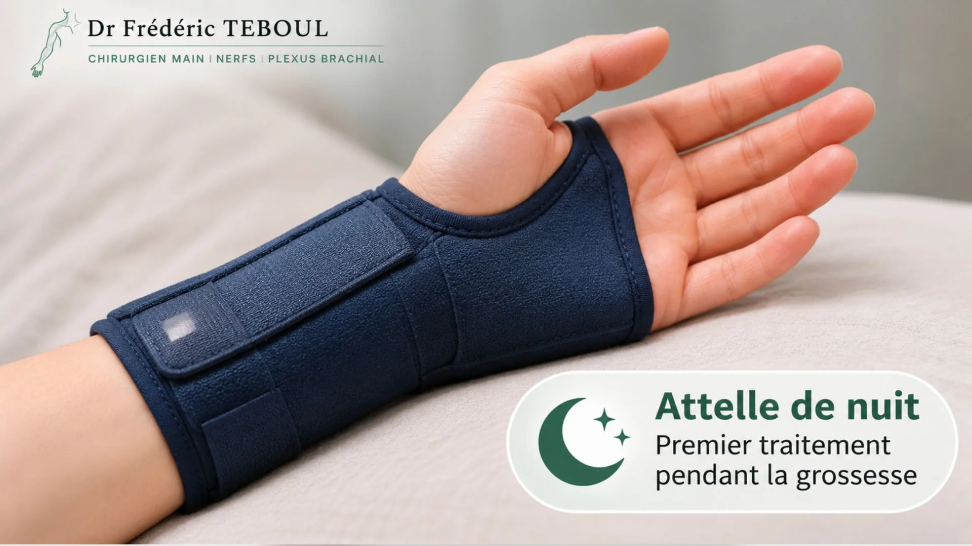 Attelle de nuit pour canal carpien pendant la grossesse de la femme