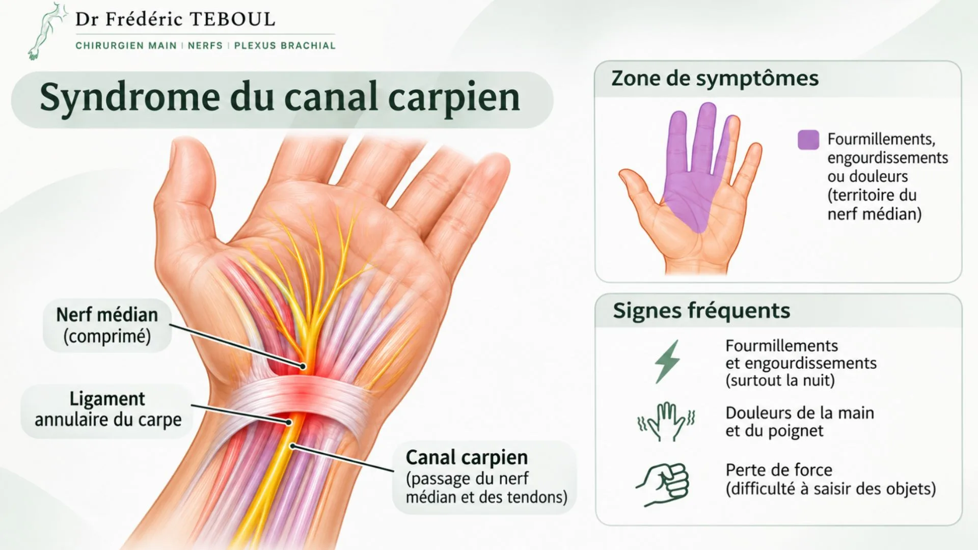 syndrome-canal-carpien-expliqué Syndrome du canal carpien expliqué par le chirurgien Frédéric Teboul